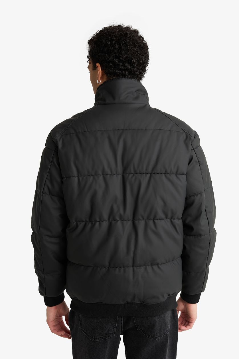 MAN Black Waterproof Regular Fit Shirt Collar Lined Faux Leather Jacket