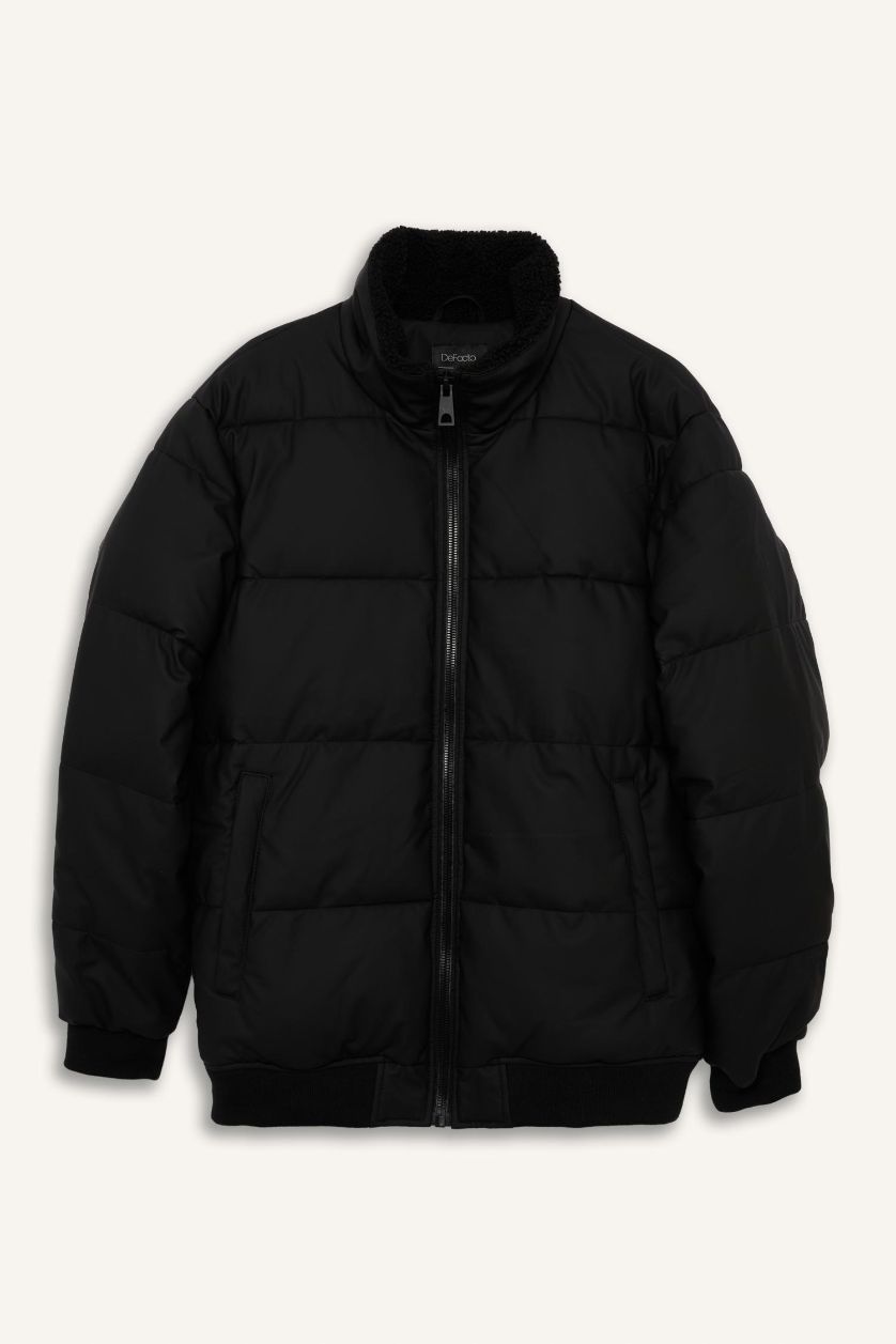 MAN Black Waterproof Regular Fit Shirt Collar Lined Faux Leather Jacket