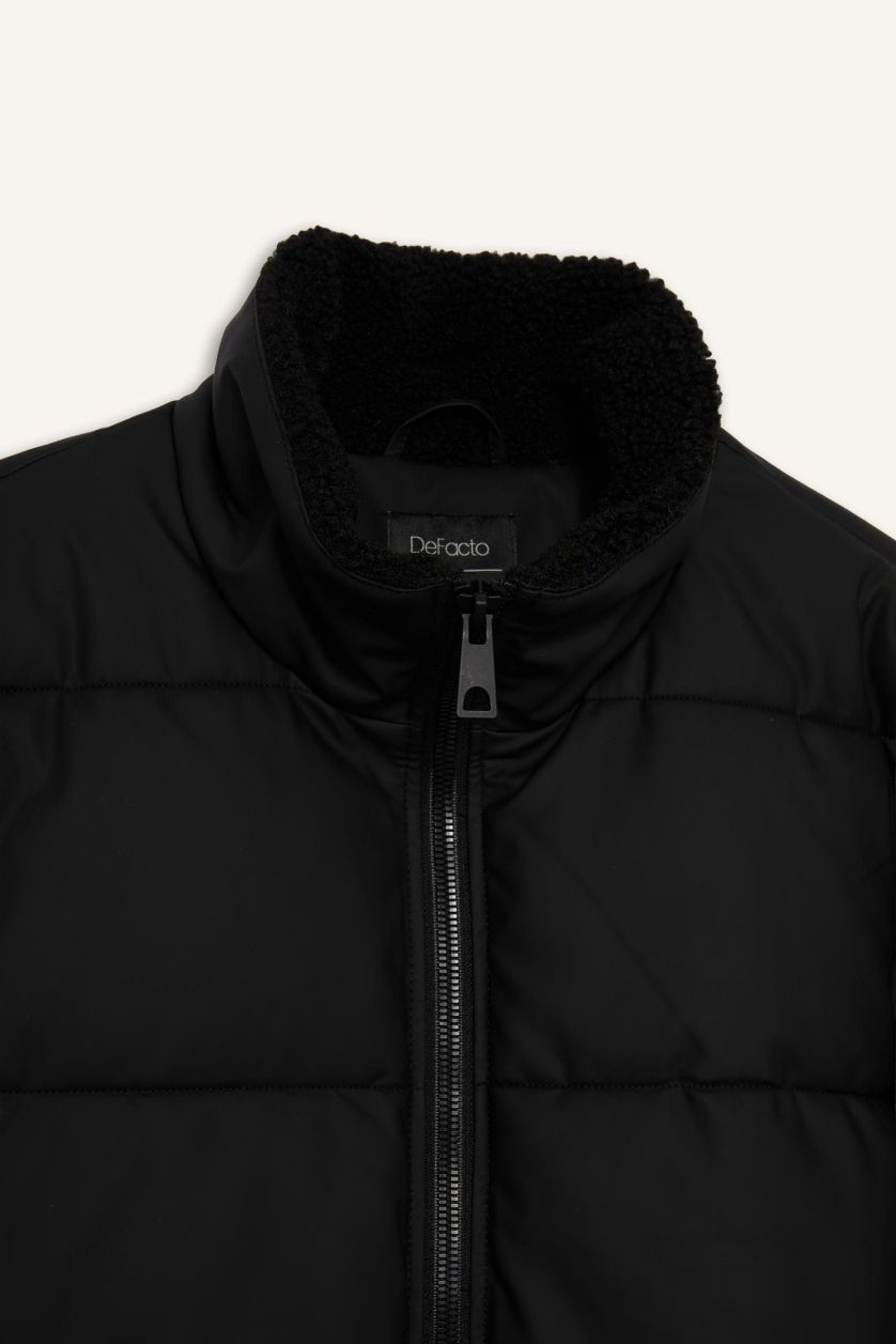 MAN Black Waterproof Regular Fit Shirt Collar Lined Faux Leather Jacket