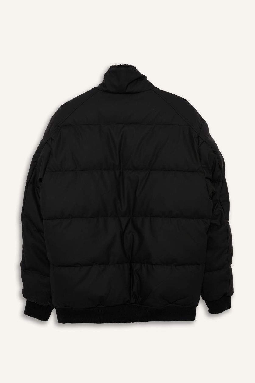 MAN Black Waterproof Regular Fit Shirt Collar Lined Faux Leather Jacket