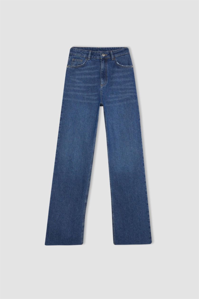 Kadın Mavi Yüksek Bel 90's Wıde Leg Pantolon