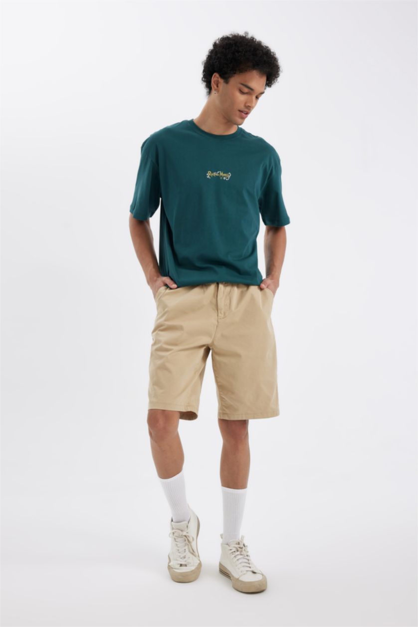 Erkek Koyu Yeşil Boxy Fıt Kısa Kollu Tişört