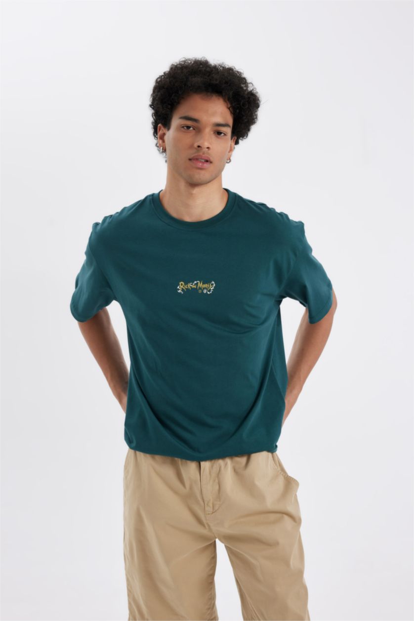 Erkek Koyu Yeşil Boxy Fıt Kısa Kollu Tişört