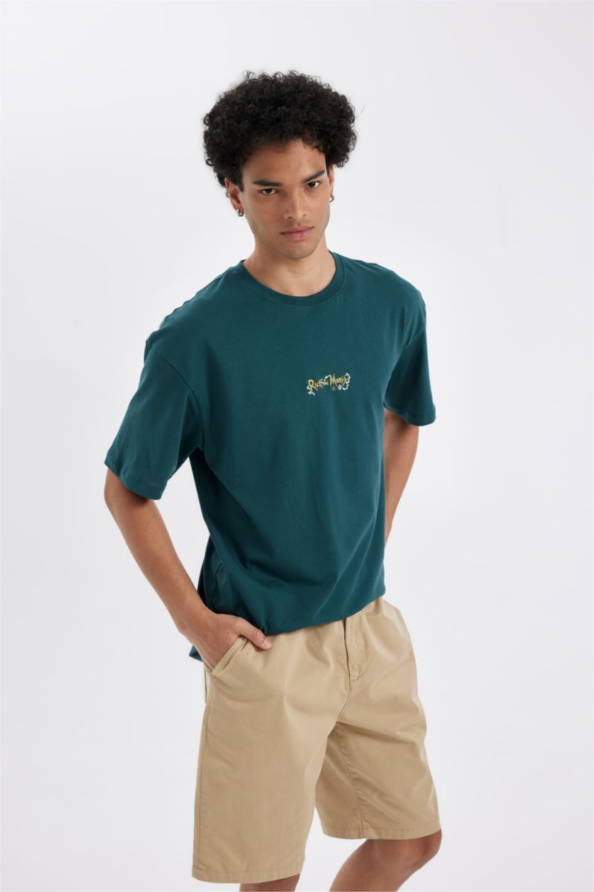 Erkek Koyu Yeşil Boxy Fıt Kısa Kollu Tişört