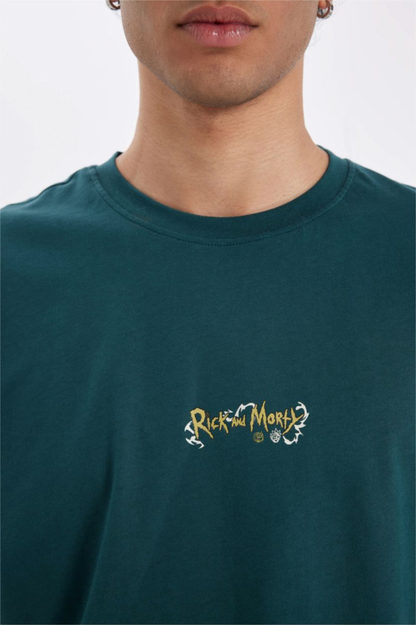 Erkek Koyu Yeşil Boxy Fıt Kısa Kollu Tişört