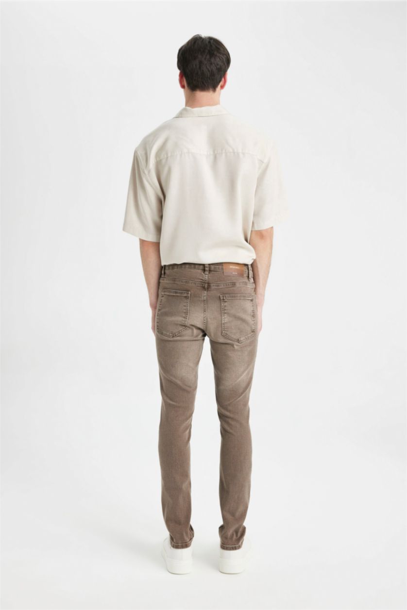 رجالي بني فاتح بنطلون جينز بيدرو سليم فيت برجل ضيق وخصر عادي