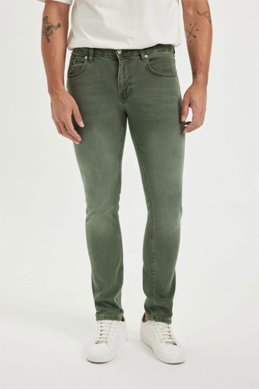 رجالي أخضر بنطلون جينز بيدرو سليم فيت برجل ضيق وخصر عادي
