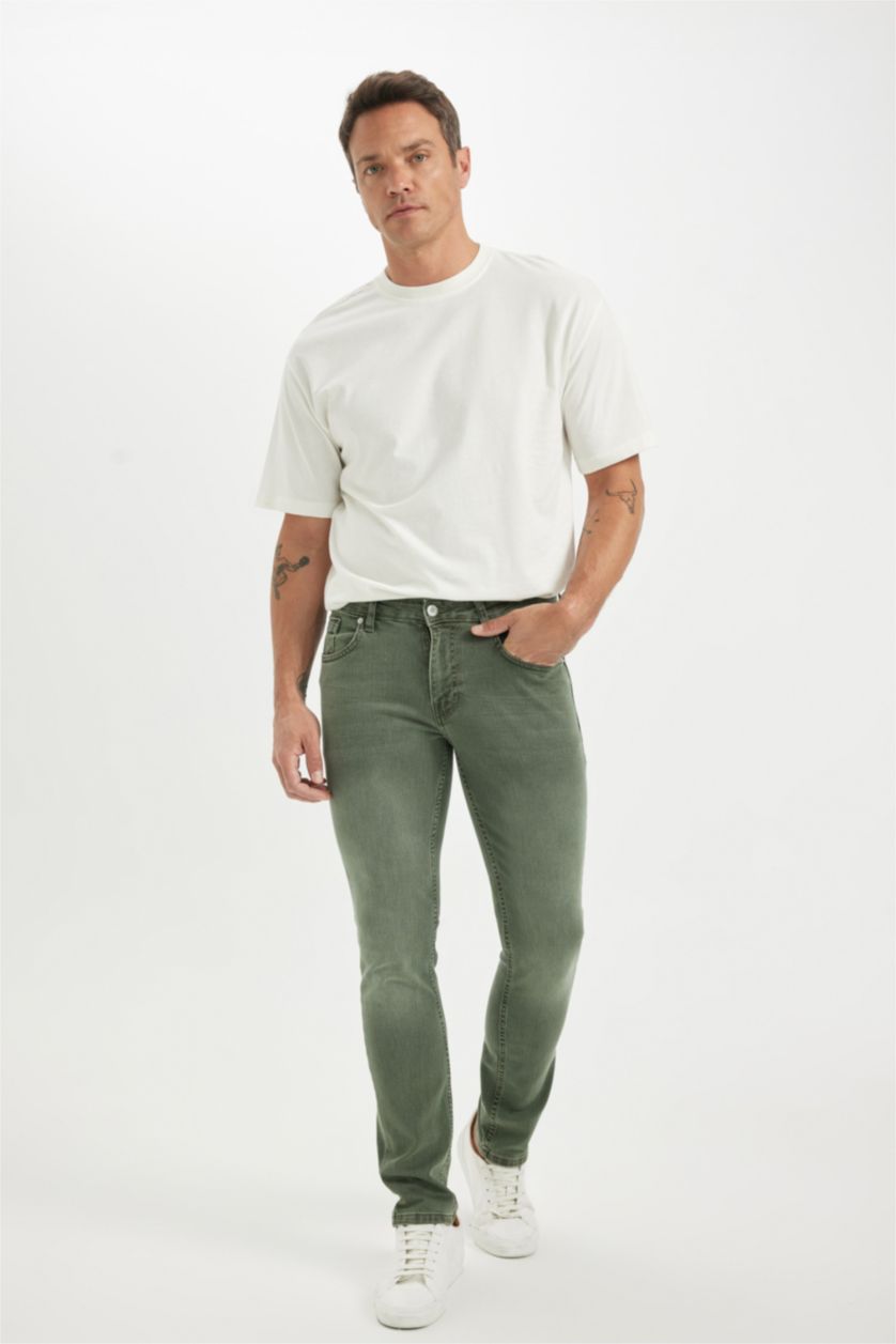رجالي أخضر بنطلون جينز بيدرو سليم فيت برجل ضيق وخصر عادي