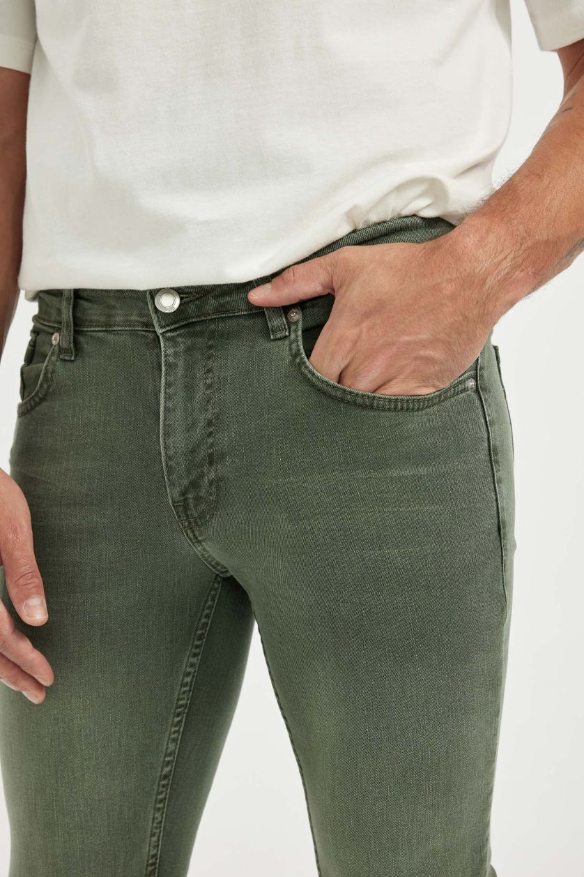 رجالي أخضر بنطلون جينز بيدرو سليم فيت برجل ضيق وخصر عادي