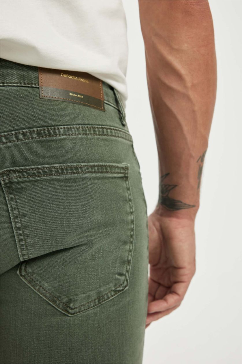 رجالي أخضر بنطلون جينز بيدرو سليم فيت برجل ضيق وخصر عادي