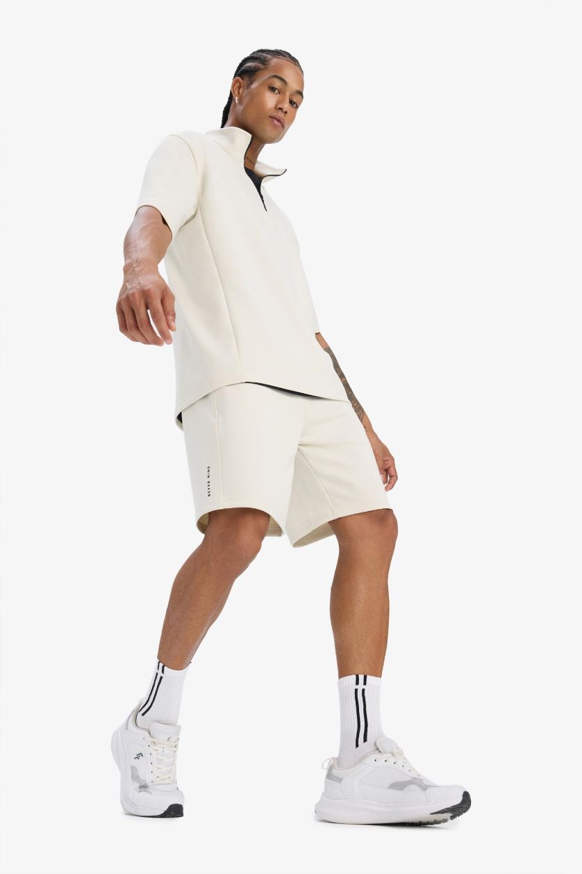 رجال اللون الحجري شورت قصير قماش سكوبا من DeFactoFit