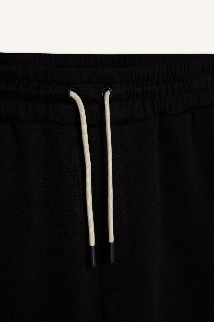 Erkek Siyah Kısa Paça Skuba Dalgıç Kumaş Sporcu Şort