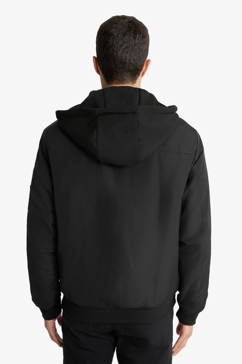 رجالي أسود جاكيت بومبر وتر بروف جلد صناعي سليم فيت بجيب من الداخل