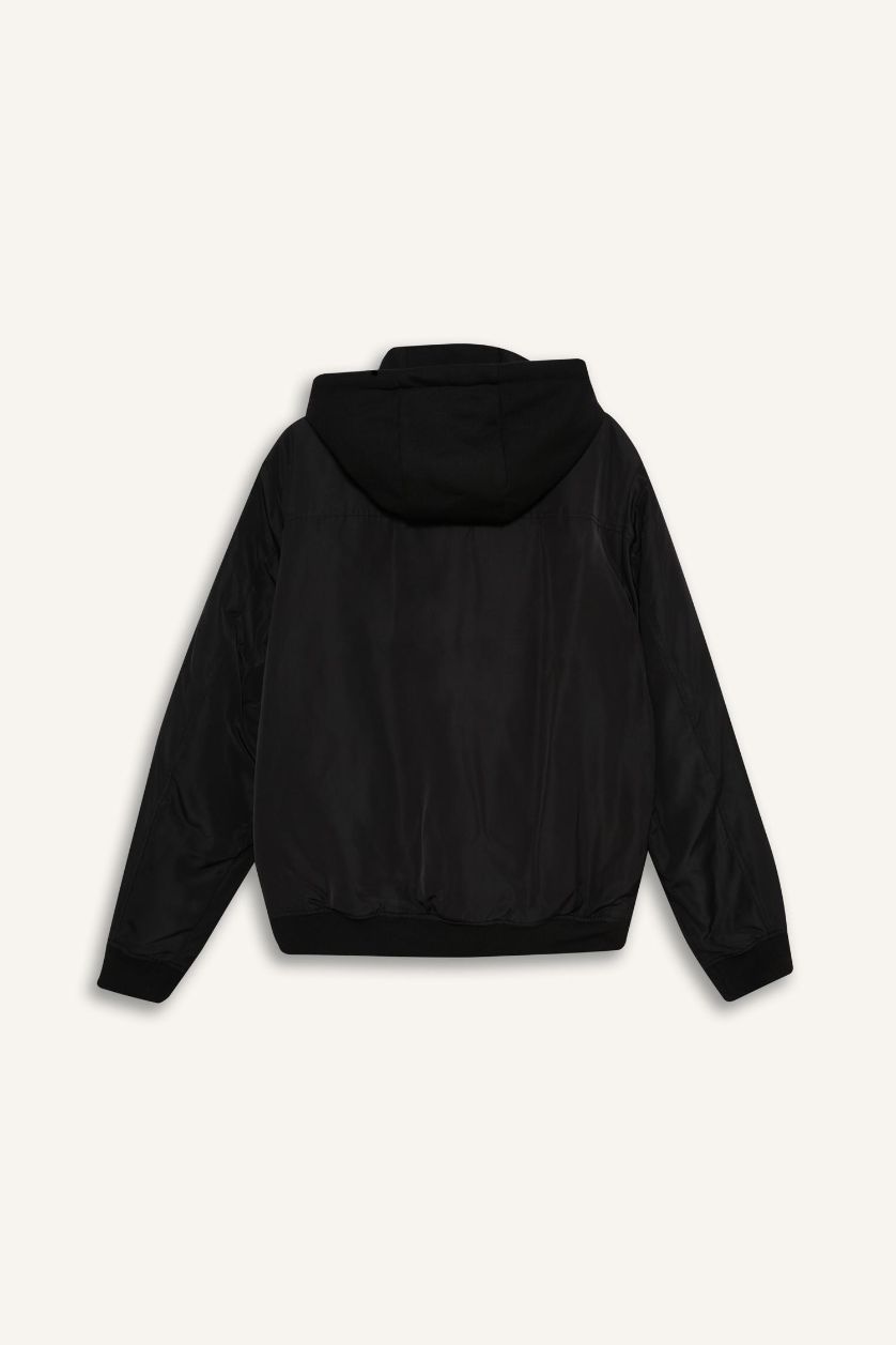 رجالي أسود جاكيت بومبر وتر بروف جلد صناعي سليم فيت بجيب من الداخل