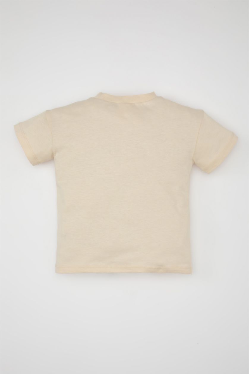 BÉBÉ GARÇON Beige T-Shirt à Manches Courtes à Motifs D'Animaux pour Bébé Garçon