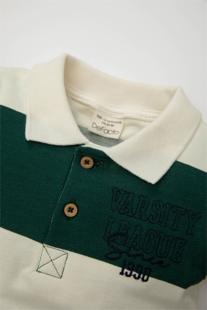 طفل صغير أبيض تيشيرت بولو بيبي اولادي نص كم بطبعة شعار قصة عادية