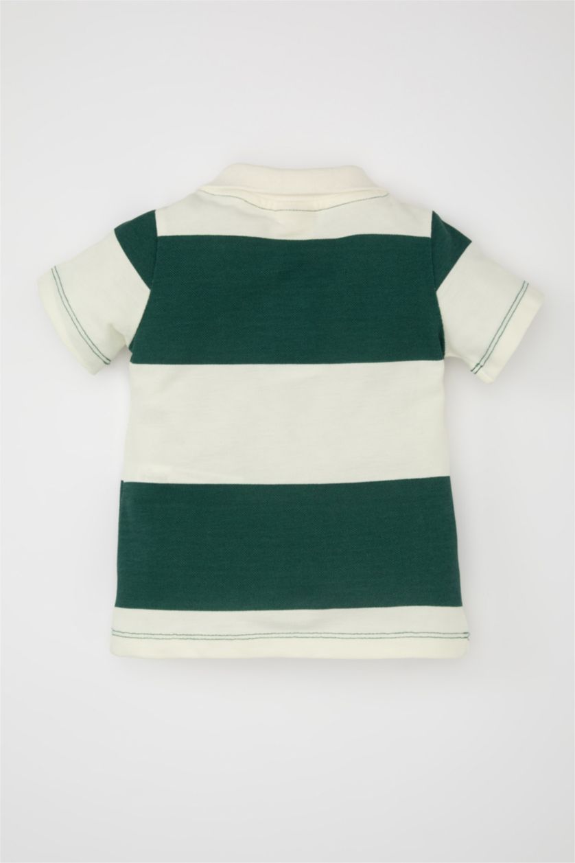 طفل صغير أبيض تيشيرت بولو بيبي اولادي نص كم بطبعة شعار قصة عادية