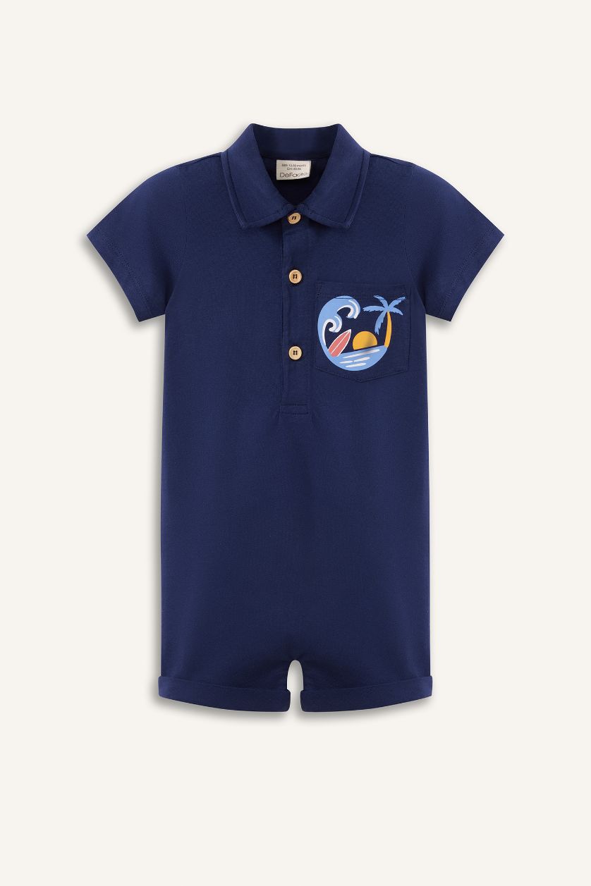 طفل صغير كحلي جمبسوت بيبي ولادي بطبعة نخيل