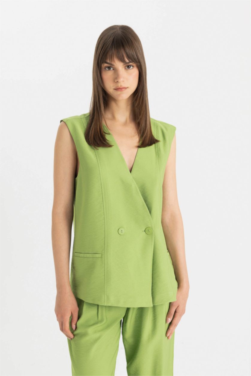 FEMME Vert Clair V-Neck