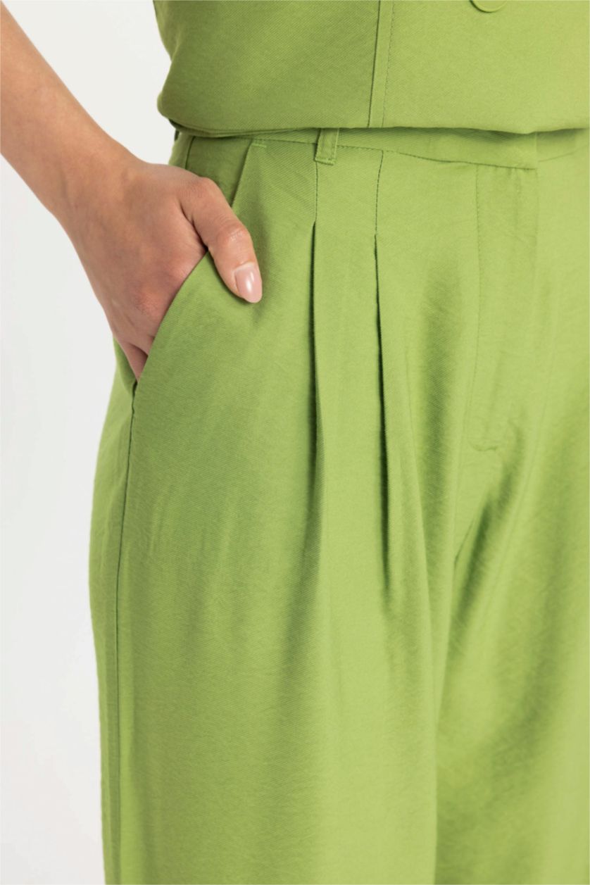 نساء أخضر فاتح بنطلون وايد ليج برجل واسع