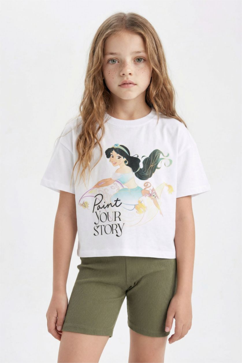 بنات Violet Beyaz تيشيرت كروب بناتي من ديزني برينسيس