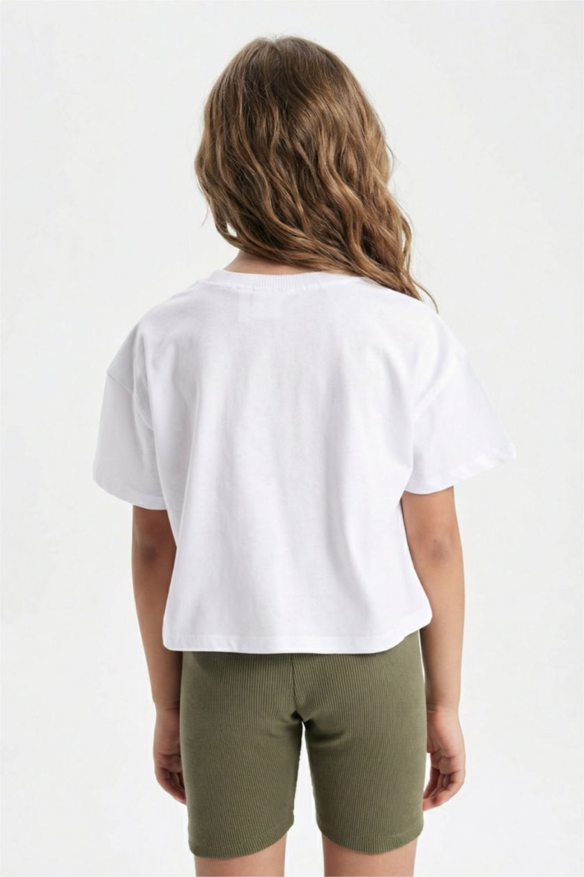 بنات Violet Beyaz تيشيرت كروب بناتي من ديزني برينسيس