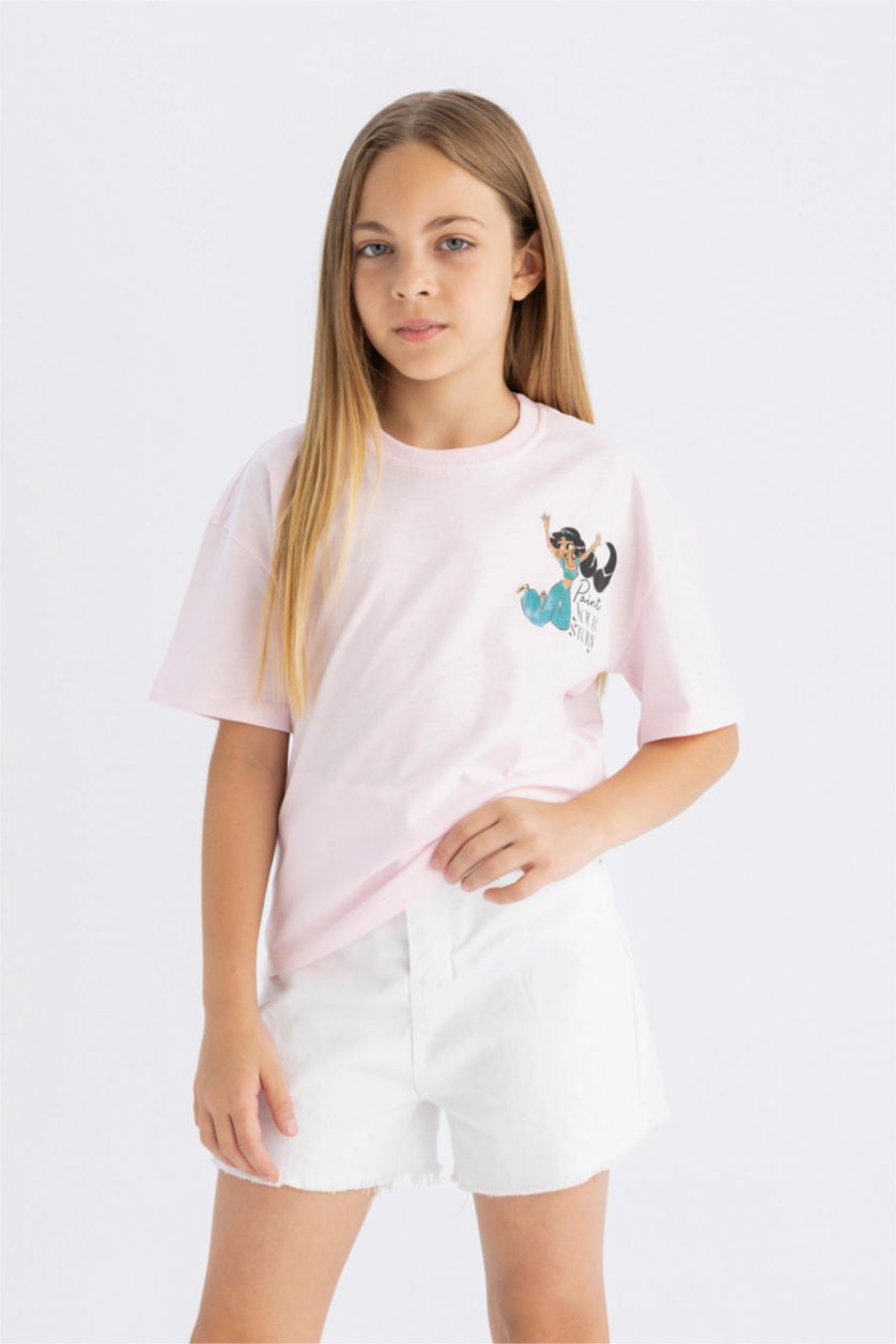 Girls & Teens Light Pink Girl Disney Princess Relax Fit Crew Neck T-Shirt