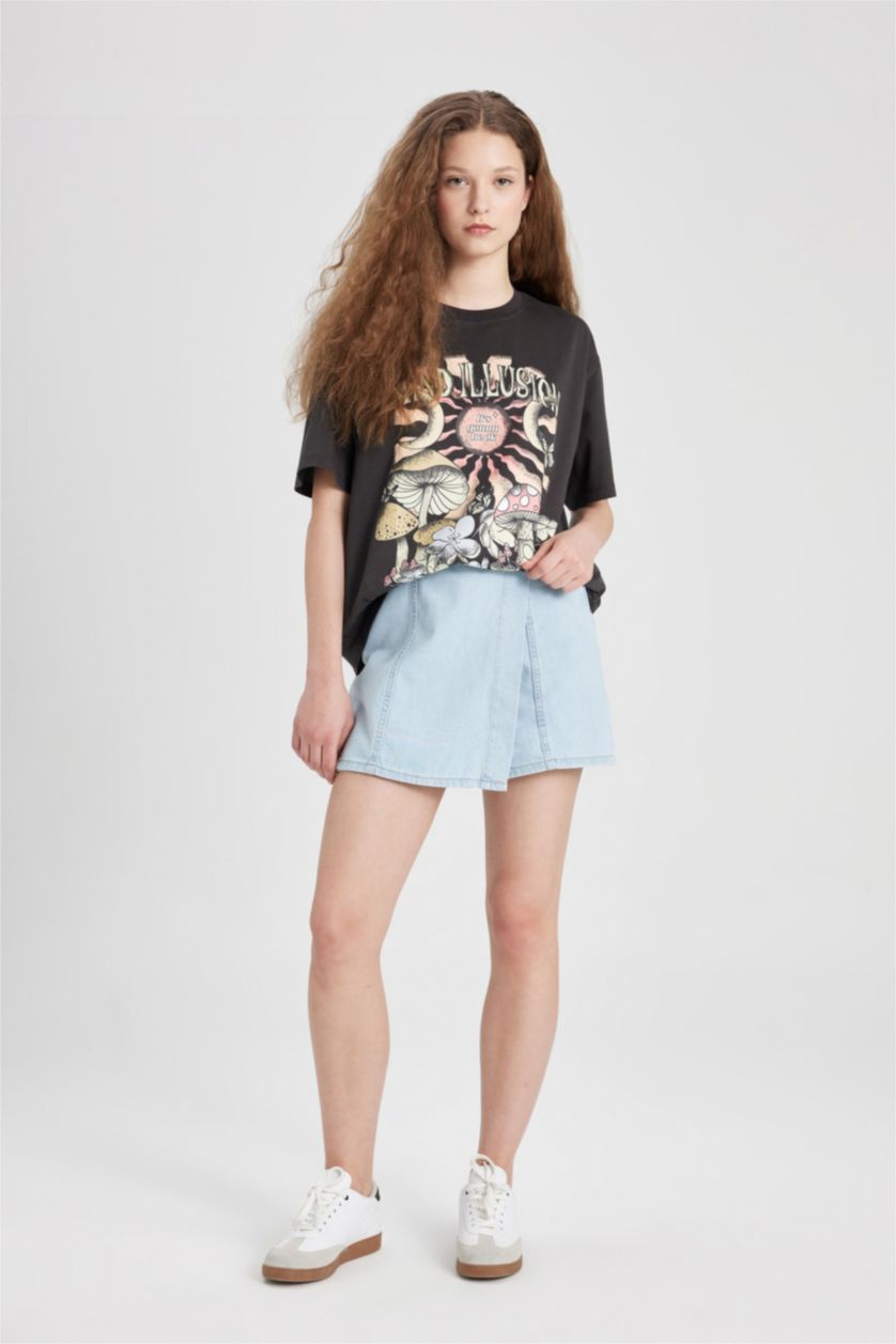 WOMAN Anthracite Loose Fit Crew Neck Short Sleeve T-Shirt