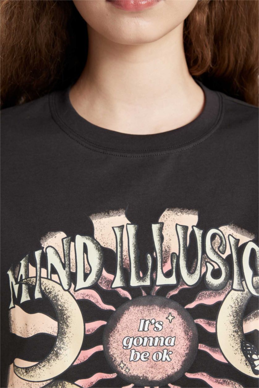 WOMAN Anthracite Loose Fit Crew Neck Short Sleeve T-Shirt