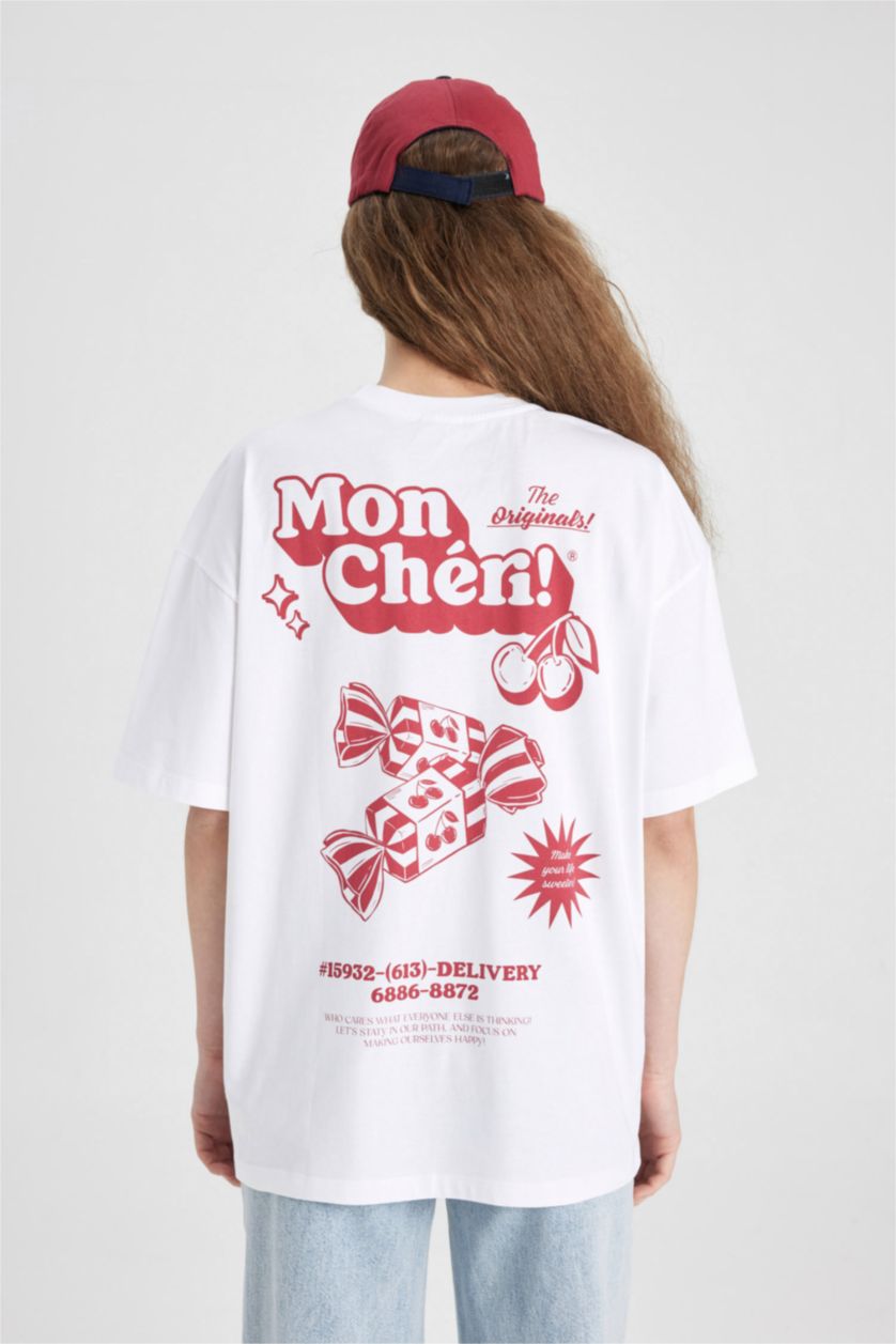 نساء اوف وايت تيشيرت نص ردن اوفر سايز بياخة مستديرة