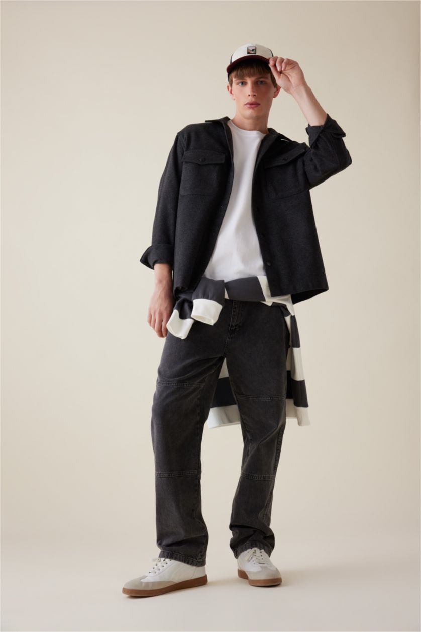 MAN Anthracite Relax Fit Long Sleeve Shirt Jacket