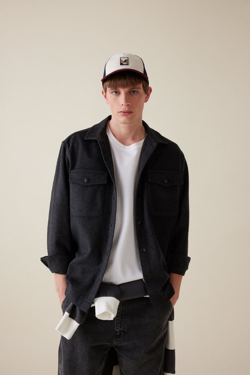 MAN Anthracite Relax Fit Long Sleeve Shirt Jacket