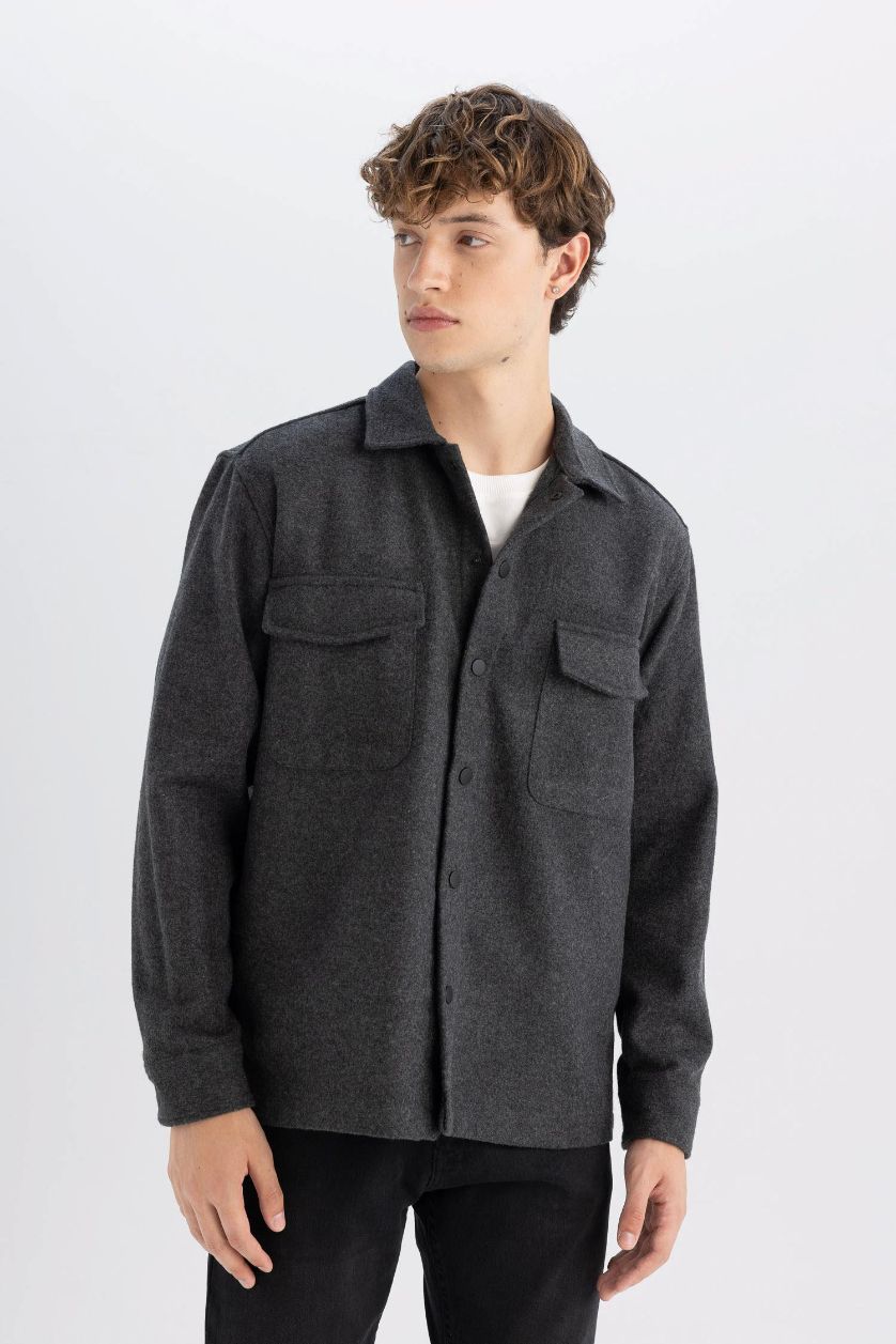 MAN Anthracite Relax Fit Long Sleeve Shirt Jacket