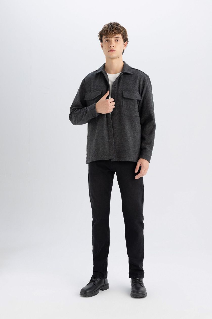 MAN Anthracite Relax Fit Long Sleeve Shirt Jacket