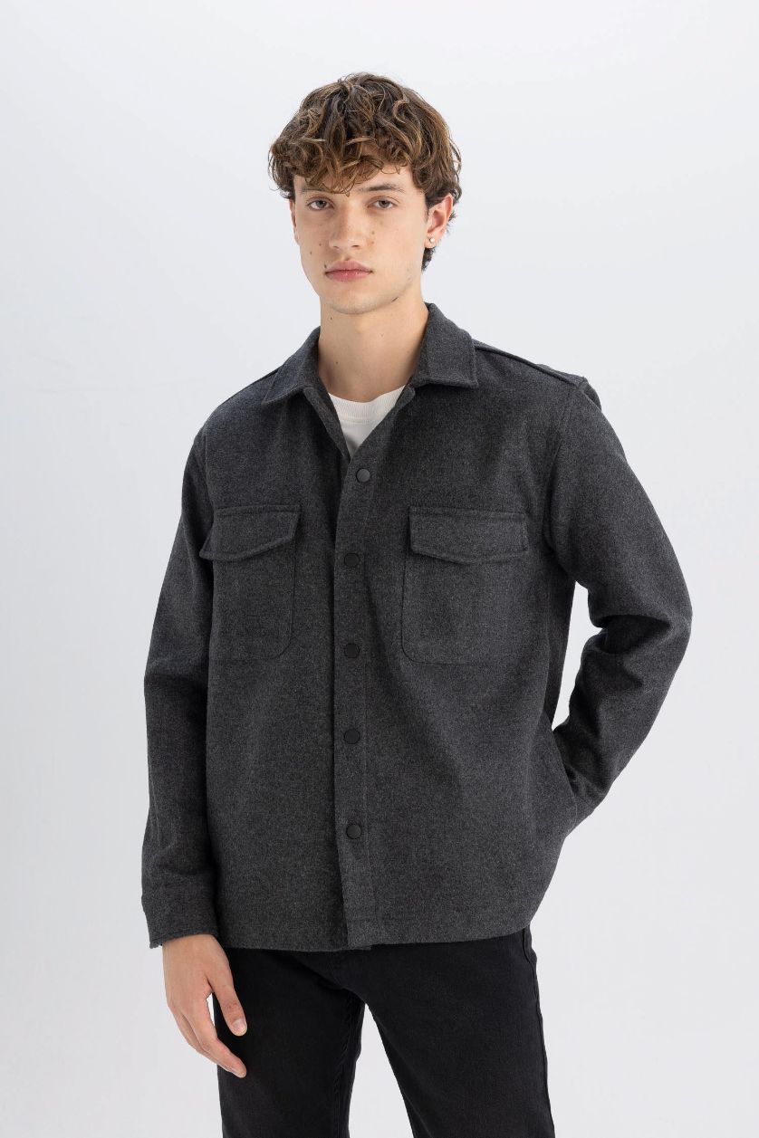 MAN Anthracite Relax Fit Long Sleeve Shirt Jacket