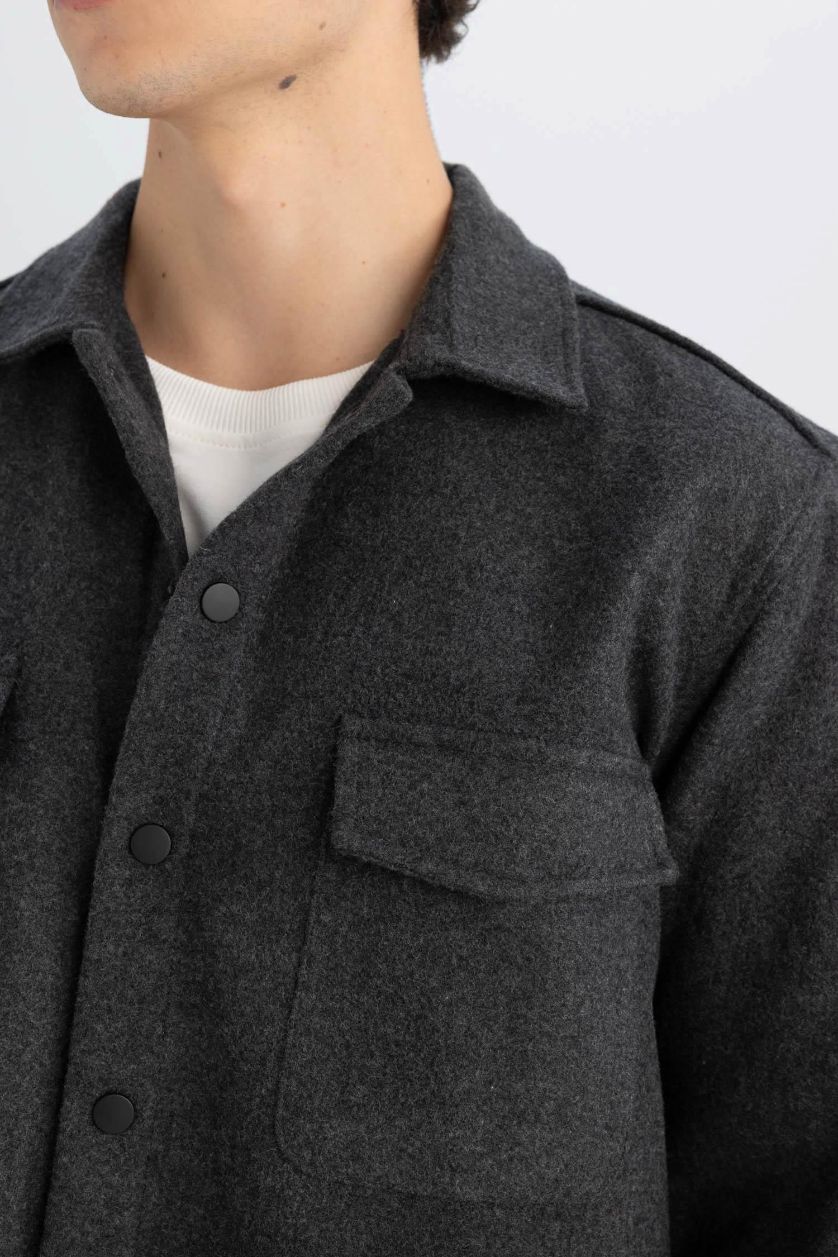 MAN Anthracite Relax Fit Long Sleeve Shirt Jacket