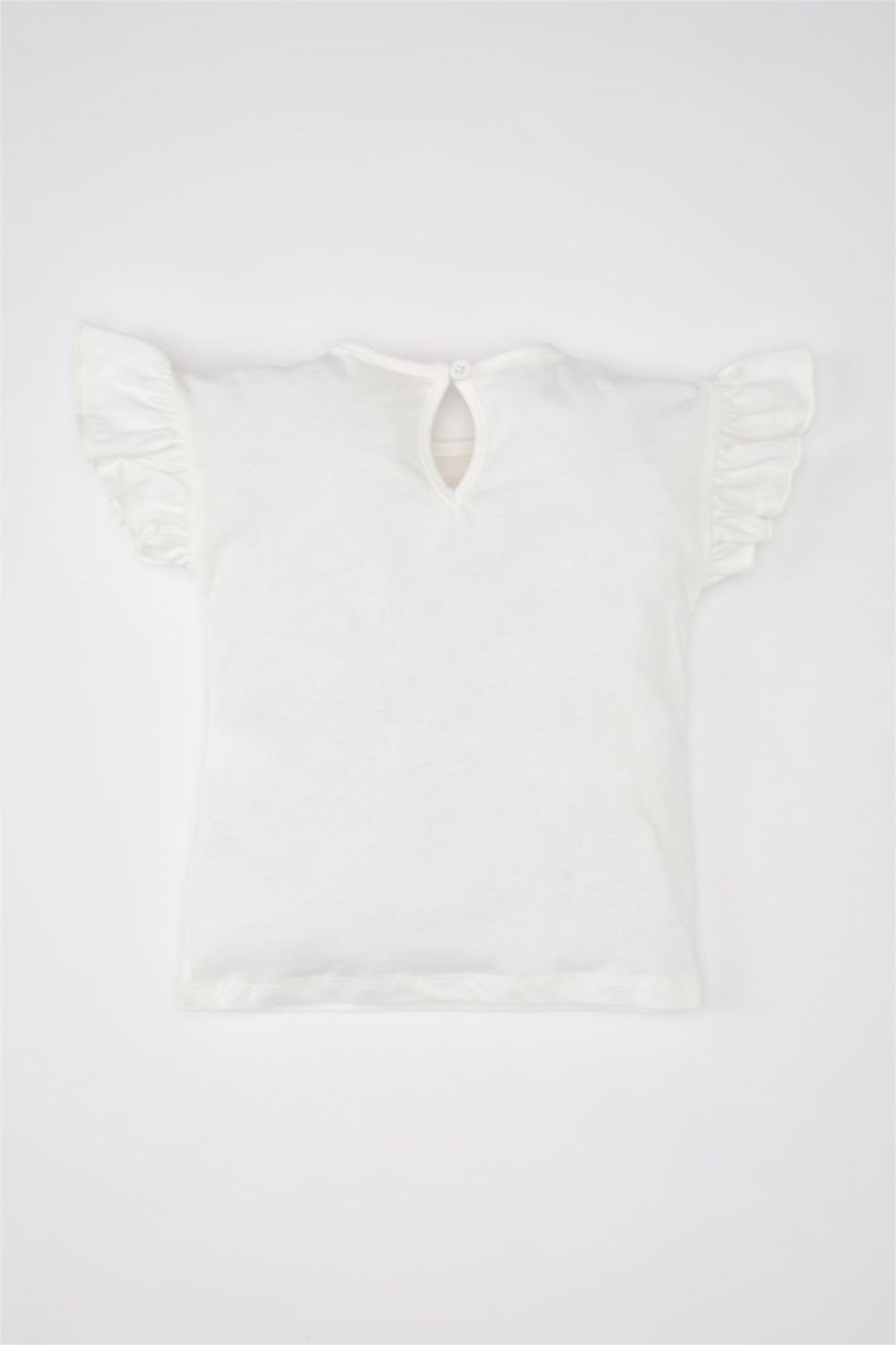 BABY GIRL Ecru Baby Girl Floral Short Sleeve T-Shirt