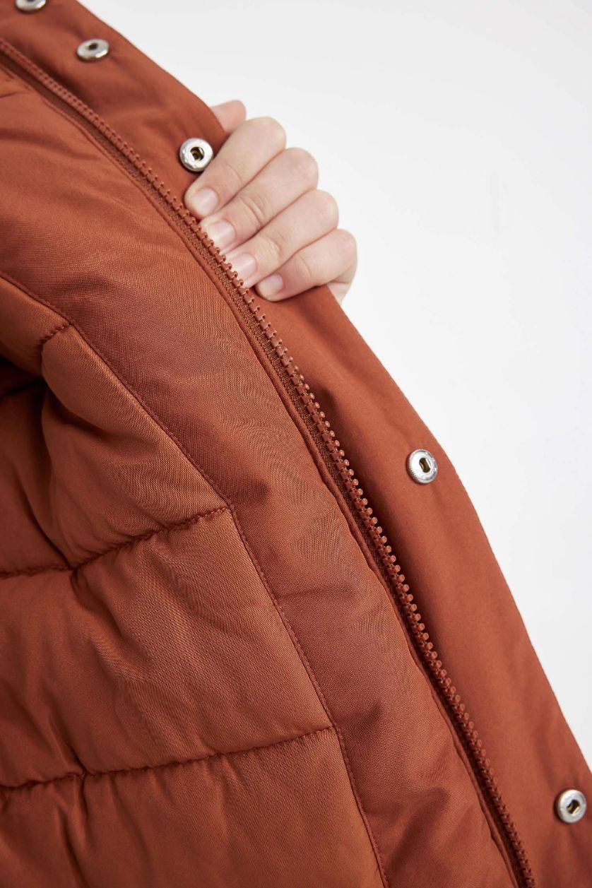 Boys & Teens Light Brown Boy Hooded Water Repellent Puffer Jacket