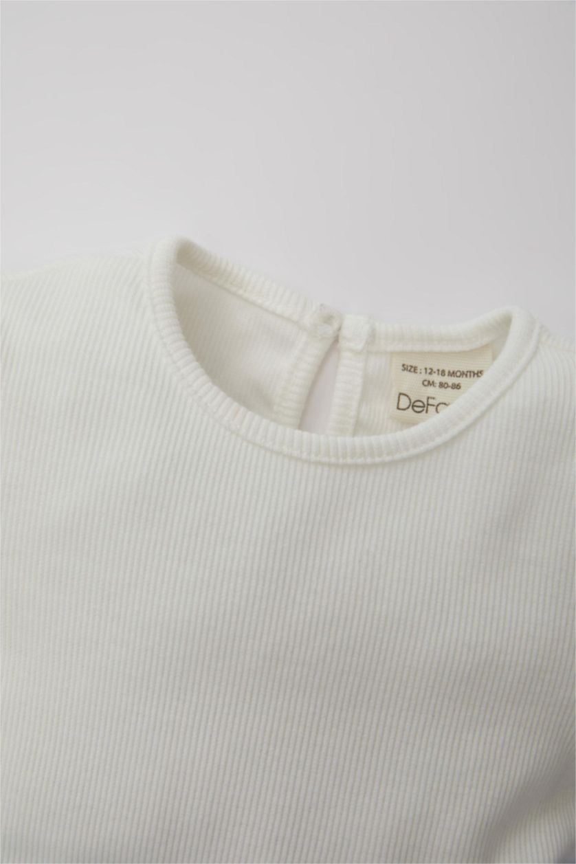 BÉBÉ FILLE BLEU Clair Robe à Manches Courtes en Coton Côtelé à Motif Floral pour Bébé Fille