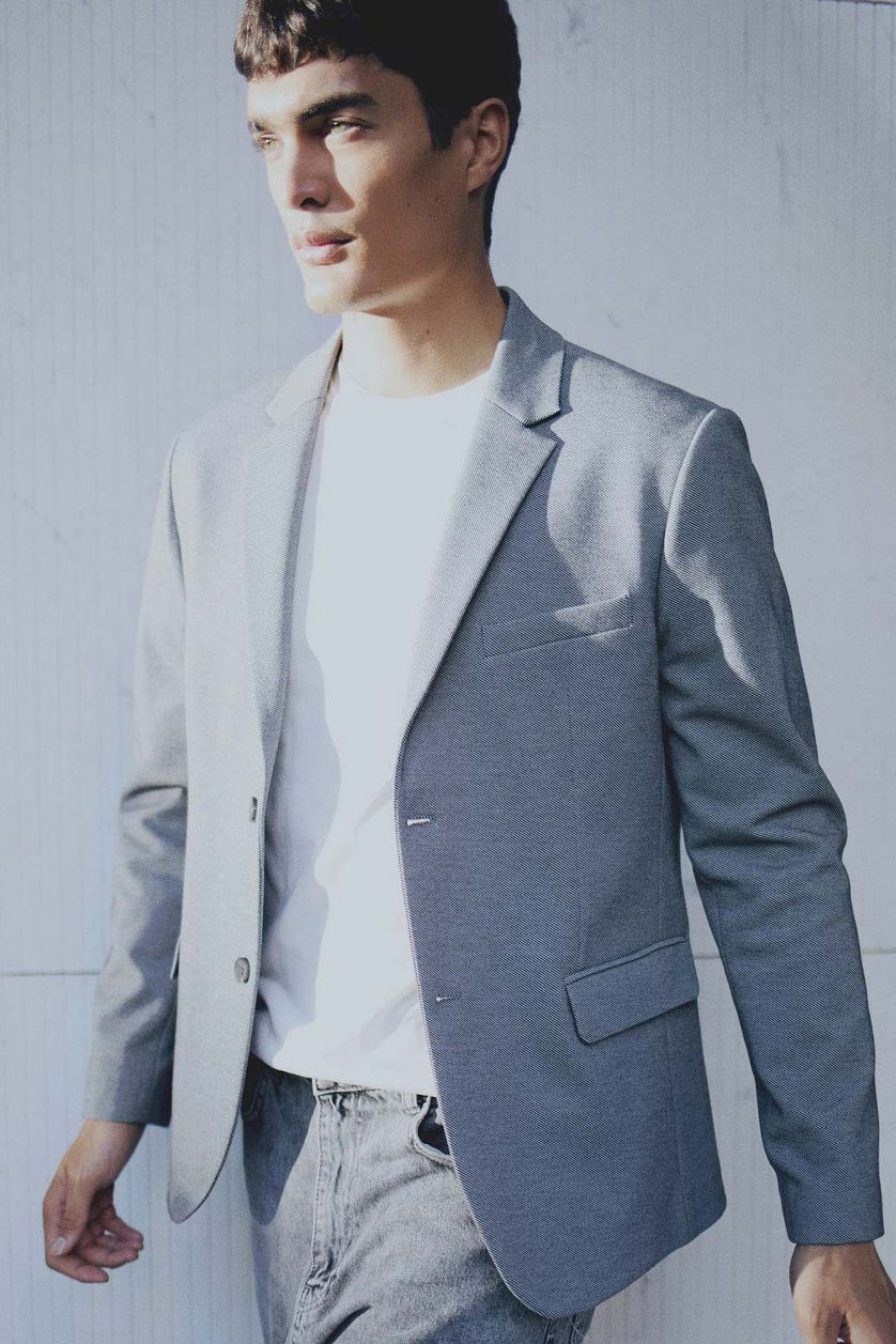 رجال أنثرا جاكيت بليزر مودرن فيت مبطن