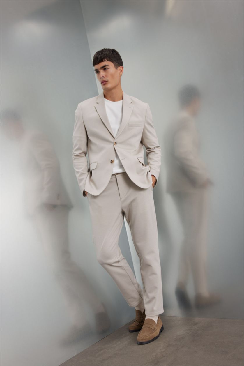 HOMME Beige Veste Blazer Doublée Coupe Moderne