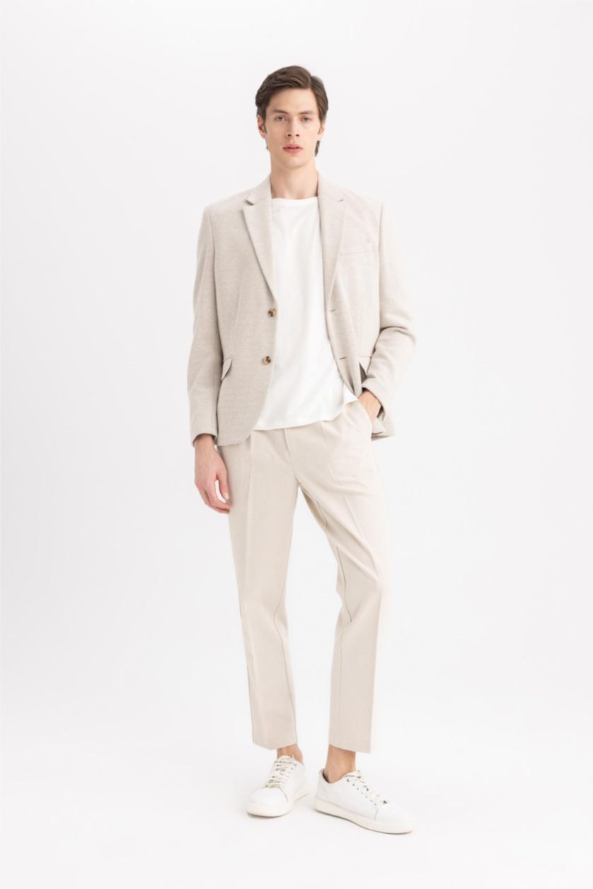HOMME Beige Veste Blazer Doublée Coupe Moderne