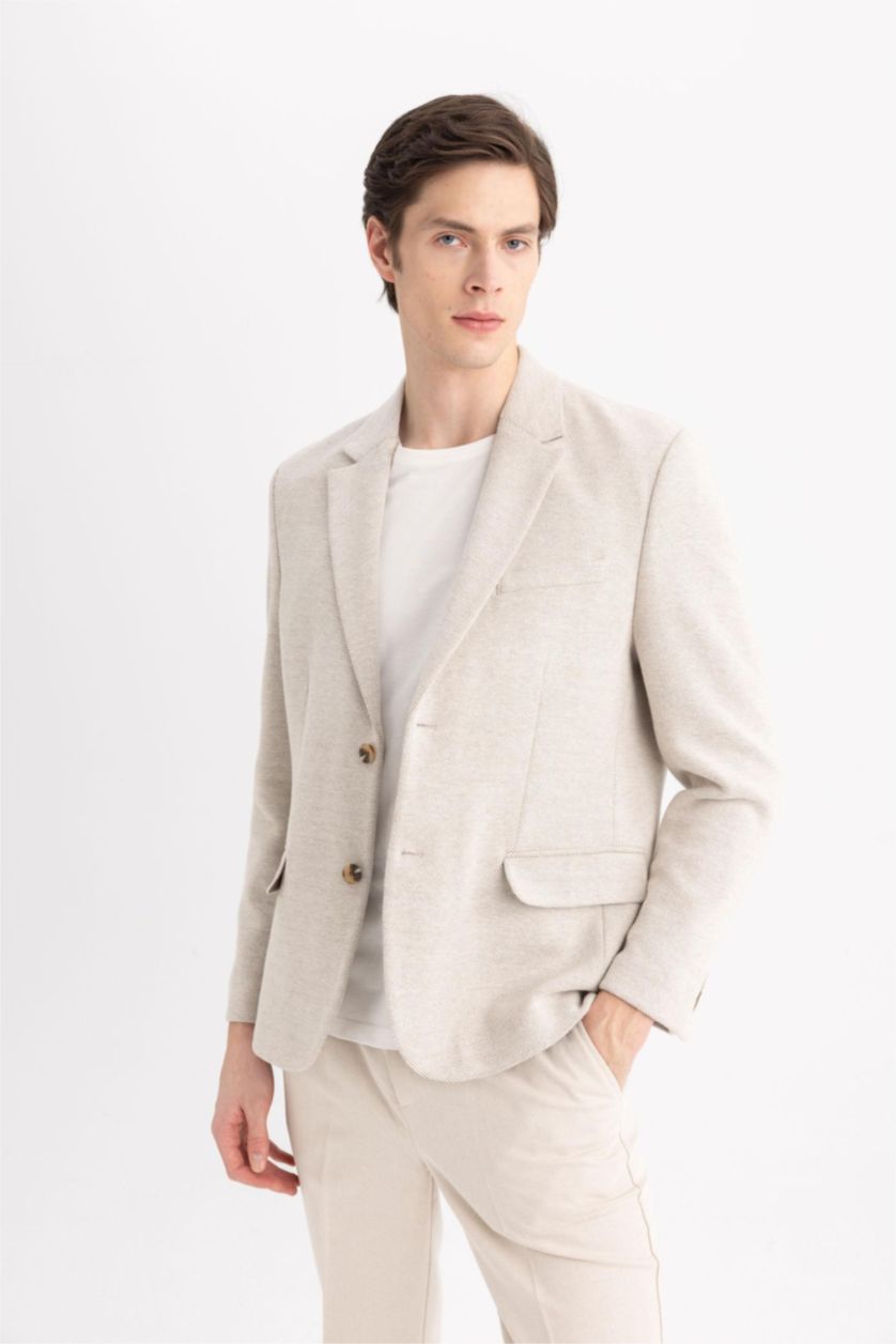 HOMME Beige Veste Blazer Doublée Coupe Moderne