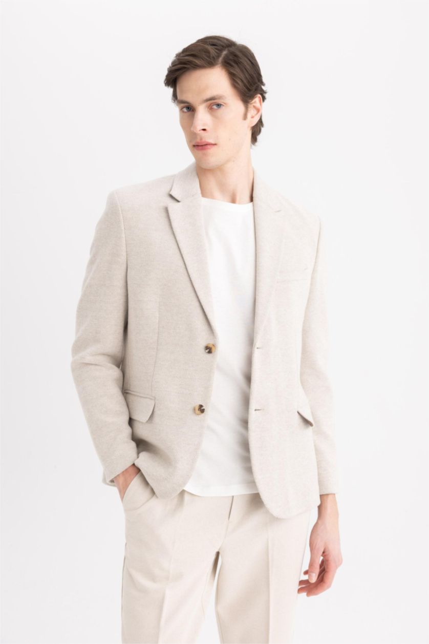 HOMME Beige Veste Blazer Doublée Coupe Moderne