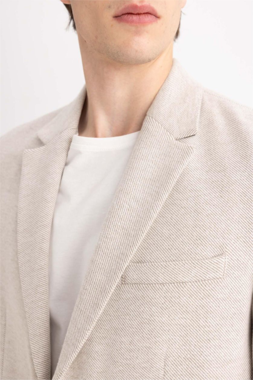 HOMME Beige Veste Blazer Doublée Coupe Moderne