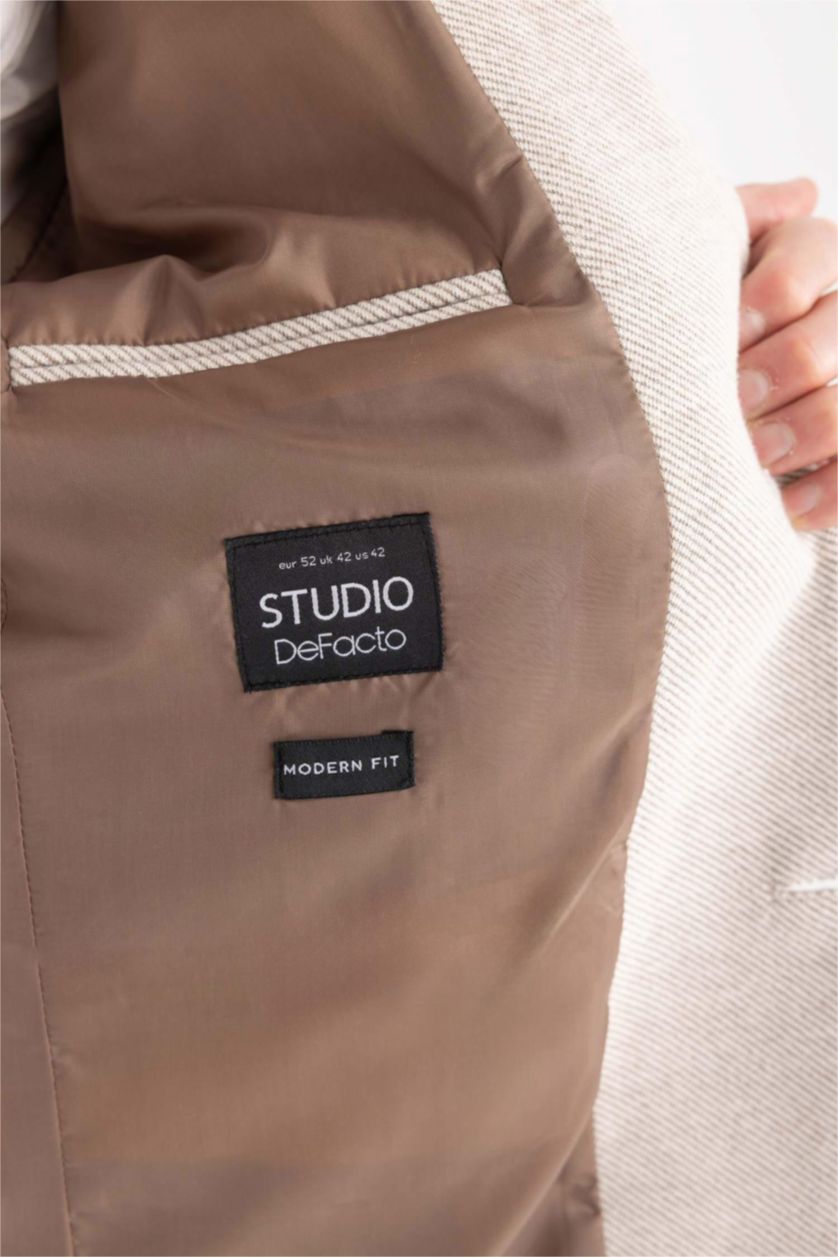 HOMME Beige Veste Blazer Doublée Coupe Moderne