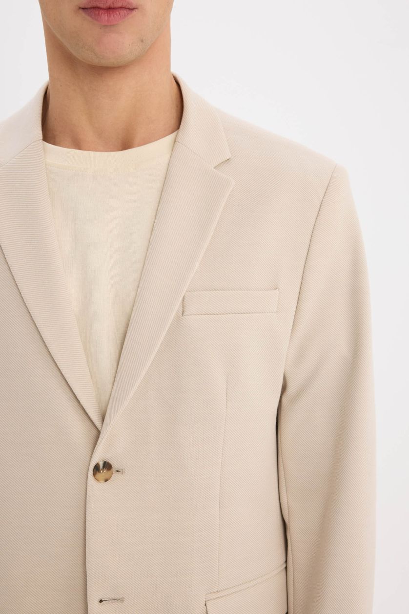 MAN Beige Modern Fit Lined Buttoned Blazer Jacket