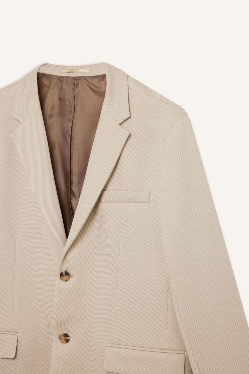 MAN Beige Modern Fit Lined Buttoned Blazer Jacket