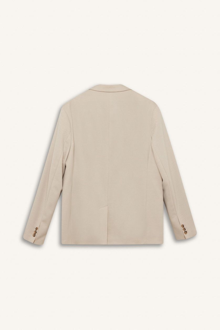 MAN Beige Modern Fit Lined Buttoned Blazer Jacket