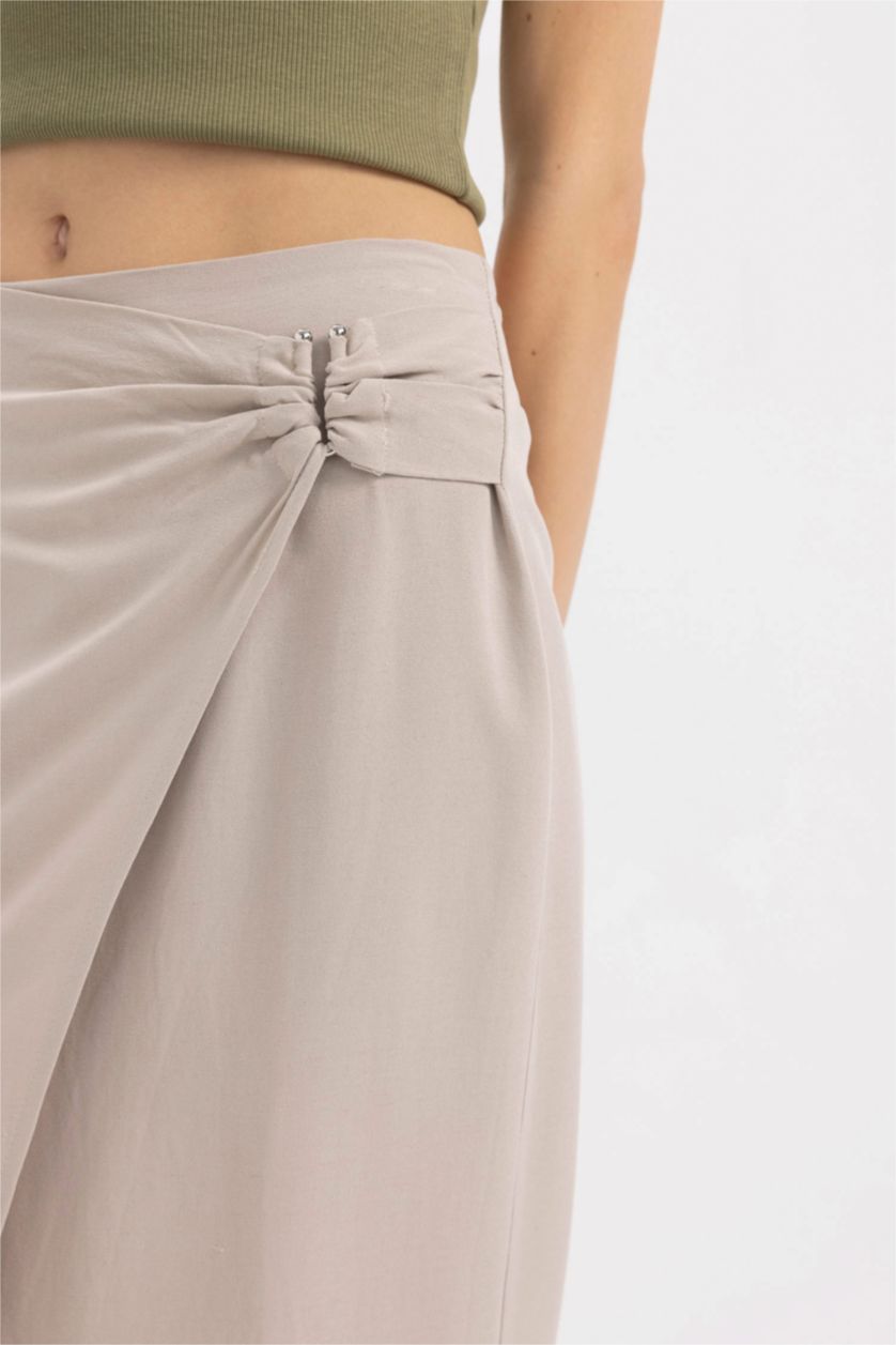 WOMAN Stone A Line Linen Blended Normal Waist Maxi Skirt